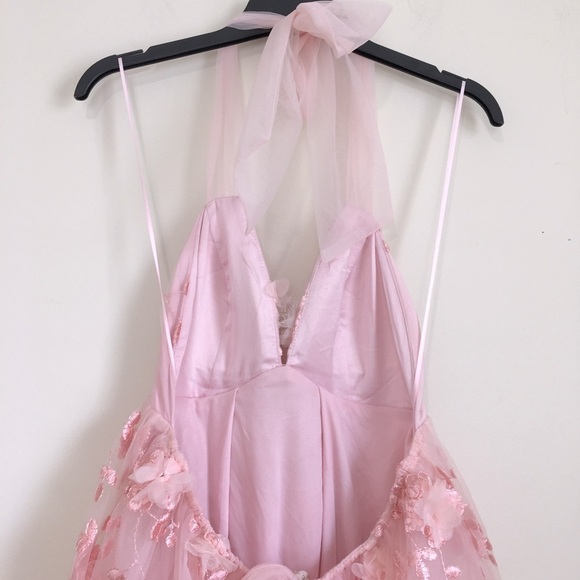 The Vintage Shop Pink Spring Bloom Embellished Floral Tied Shoulder Mini Dress - Picture 10 of 16